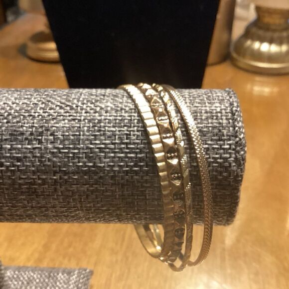 Set of 4 Goldtone Bangle Bracelets - Picture 4 of 6